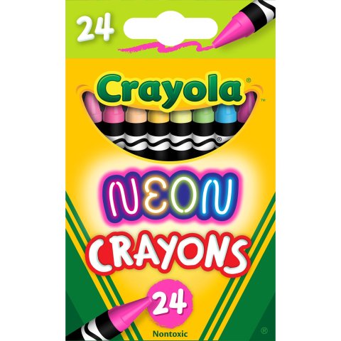 CrayolaNeon Crayons, Assorted Colors, Beginner Child, 24 Pieces