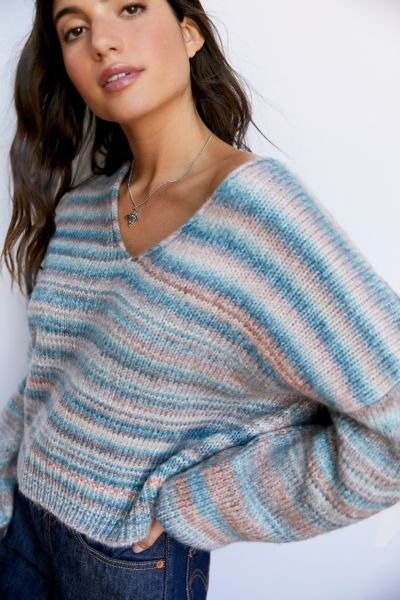 UO Mia Drop Shoulder V-Neck Sweater