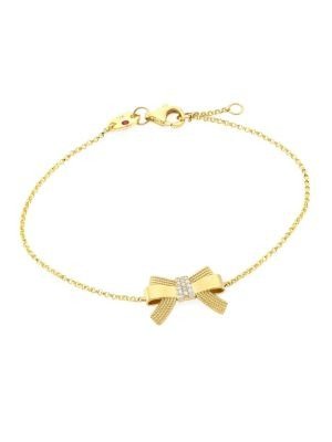 - Disney xPrincess Cinderella 18K Yellow Gold & Diamond Bow Pendant Bracelet
