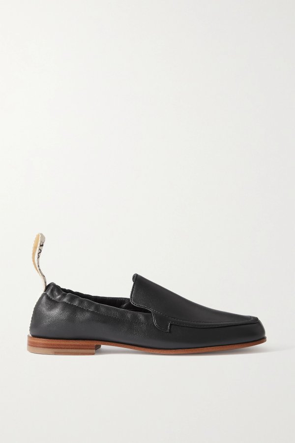 Logo-detailed leather collapsible-heel loafers