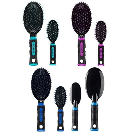 Salon Results Hairbrush, 1 Travel Hairbrush and 1 Full-Sized Brush Included, Hairbrushes for Women and Men, Color May Vary, 2 Pack