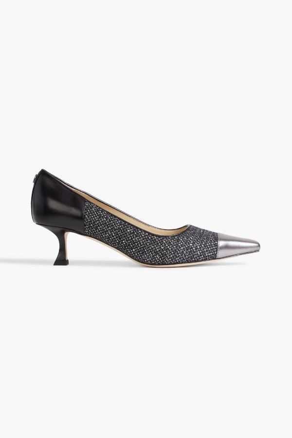 Billy 50 metallic tweed and leather pumps