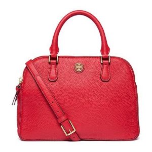 Tory Burch ROBINSON PEBBLED SMALL DOUBLE-ZIP SATCHEL