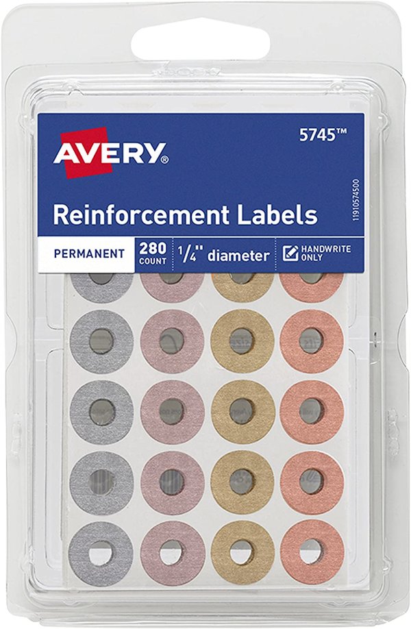 Avery Fashion Reinforcement Labels, Assorted Metallic Colors, 1/4 Diameter, Pack of 280