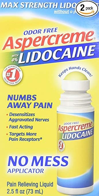 ASPERCREME With 4% Lidocaine 2.5 Fl oz. No Mess Applicator (Pack of 2)