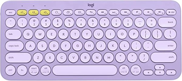 K380 Multi-Device Bluetooth Wireless Keyboard with Easy-Switch for Up to 3 Devices, Slim, 2 Year Battery-PC, Laptop, Windows, Mac, Chrome OS, Android, iPadOS, Apple TV - Lavender Lemonade