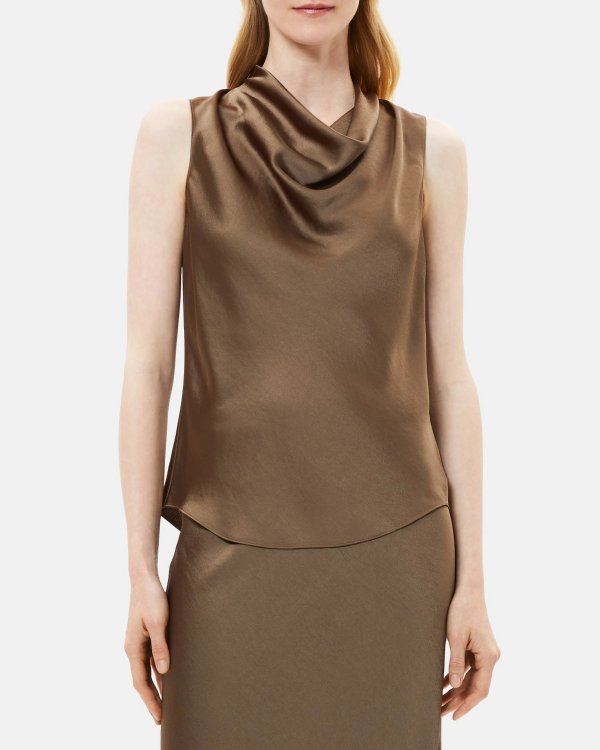 Sleeveless Cowl Top in Silky Poly
