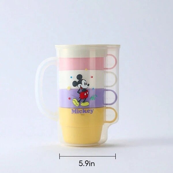 Miniso Disney 100th Anniversary Celebration Collection Mickey Mouse 5-piece Drinking Set (33.8oz/1000ml Water Bottle with Four Cups)