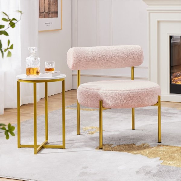 Modern Boucle Accent Chair for Living Room,Pink