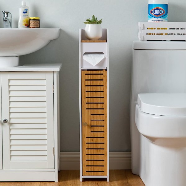 AOJEZOR 紧凑型浴室卫生纸架+储物柜