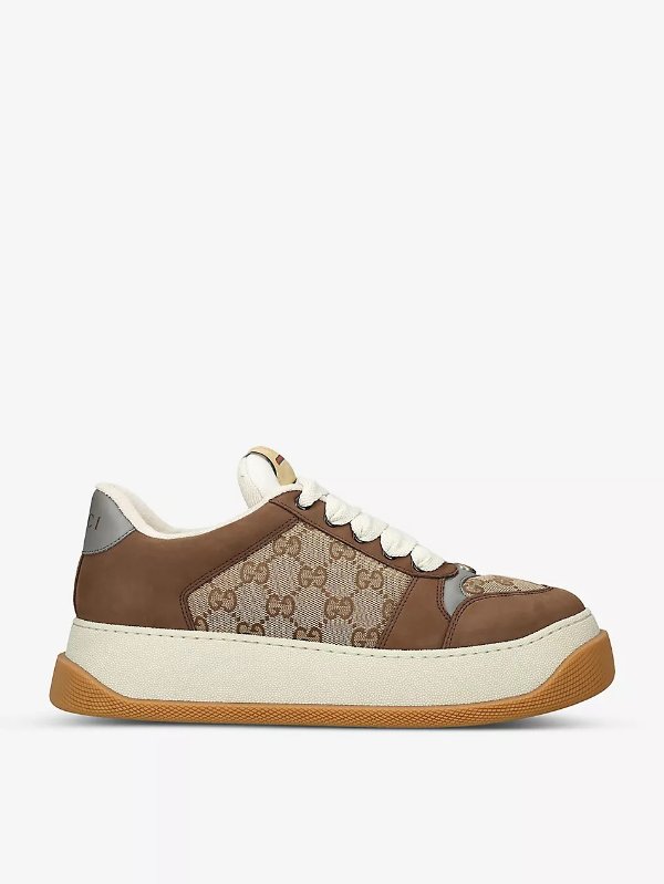 Double Screener woven and suede low-top trainers