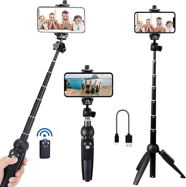 Bluehorn All in one Portable 40 Inch Aluminum Alloy Selfie Stick Phone Tripod with Wireless Remote Shutter Compatible