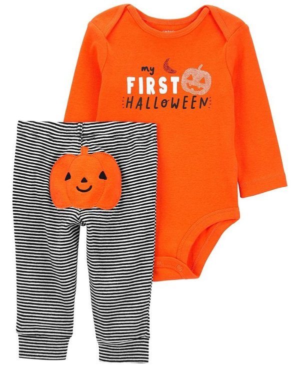 Baby Boys and Baby Girls My First Halloween Bodysuit and Pants, 2 Piece Set