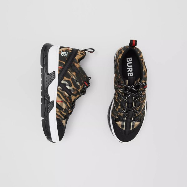 Leopard Print Neoprene and Cotton Union Sneakers