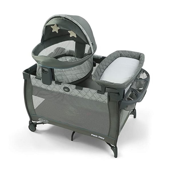Pack 'n Play Travel Dome DLX Playard | Includes Portable Bassinet, Full-Size Infant Bassinet, and Diaper Changer, Archer