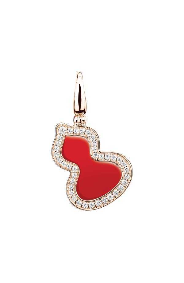 Small Wulu Red Agate & Diamond Pendant Necklace