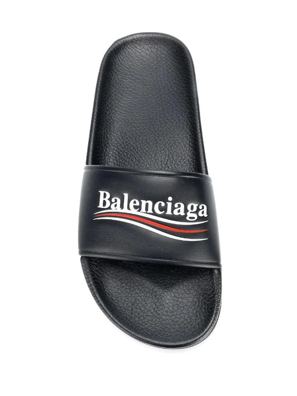 Contrasting Logo Slide Sandals Black