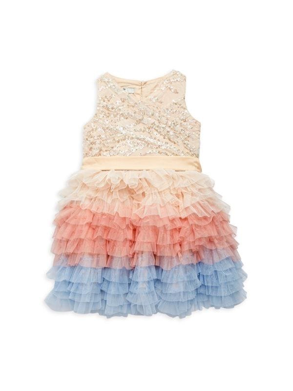 Girl's Emma Sequin Tulle Tiered Dress
