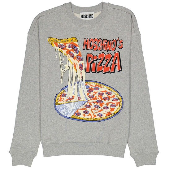 Ladies Grey Pizza Print Sweatshirt
