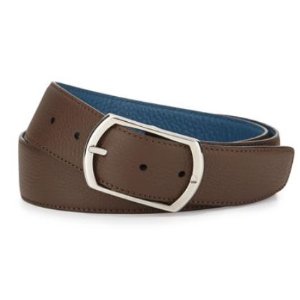 Simonnot Godard Reversible Leather Belt, Brown/Blue @ Neiman Marcus