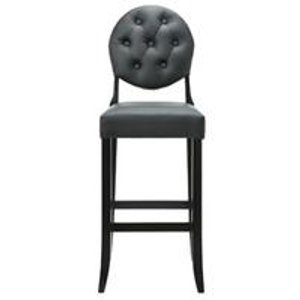 Buttoned Ghost Bar Stool in Black Vinyl