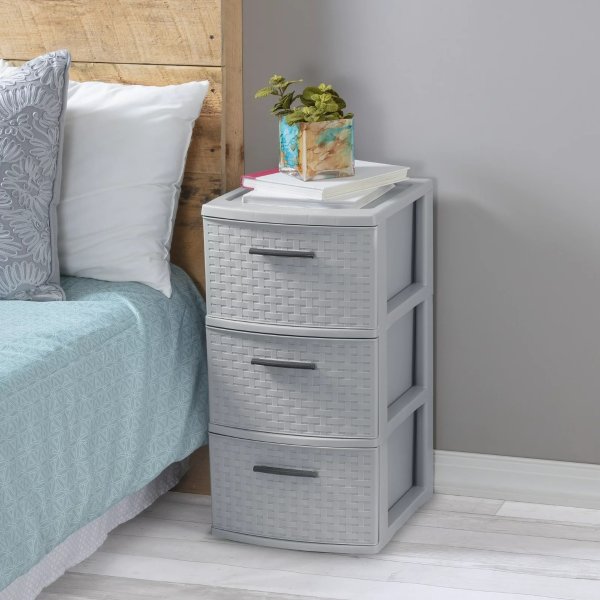 3 Drawer Weave Tower Plastic