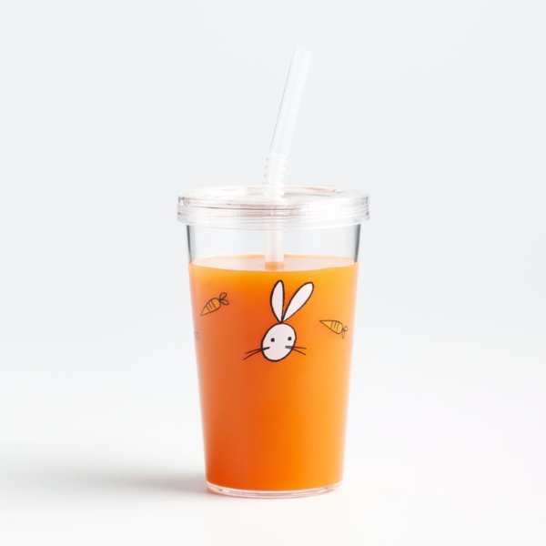 Easter Bunny/Carrot Acrylic Cup w/Straw + Reviews | Crate and Barrel