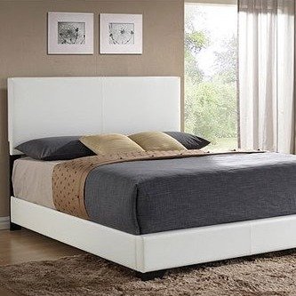 Queen Faux Leather Bed, White
