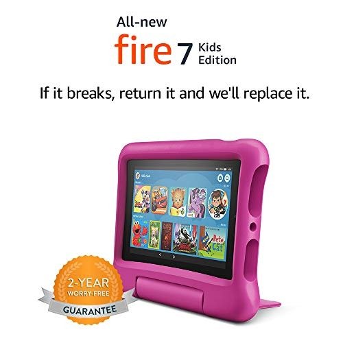 All-New Fire 7 Kids Edition Tablet, 7" Display, 16 GB, Pink Kid-Proof Case