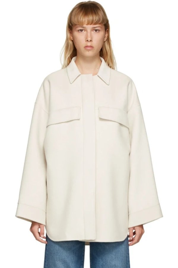 SSENSE Exclusive White Wool Tavola Shirt Jacket