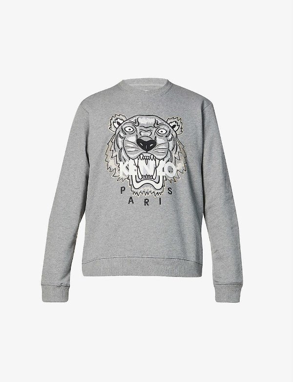 Icon tiger-applique cotton-jersey sweatshirt
