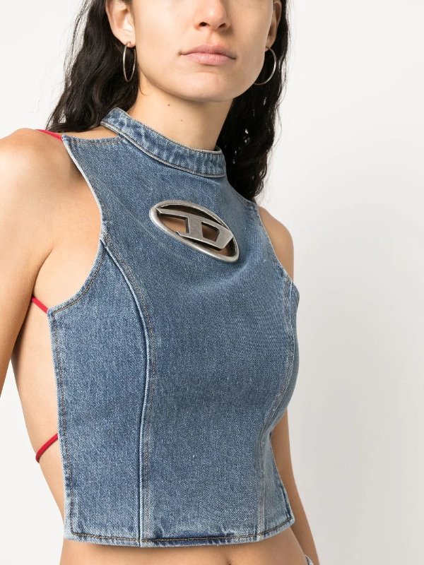 FARFETCH Diesel logo-plaque denim top 350.00