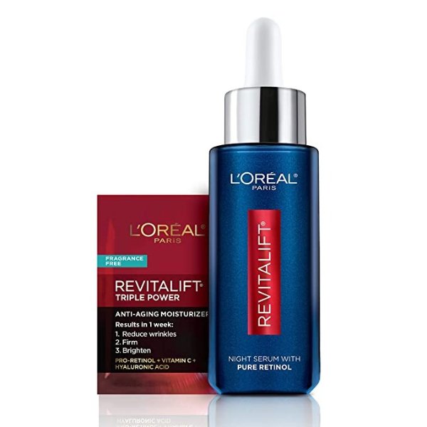 Retinol Serum for Face, Night Serum 0.3% Pure Retinol from Revitalift Derm Intensives, Visibly Reduce Wrinkles, Even Deep Ones, 1 Oz Serum + Moisturizer Cream Samples, Packaging May Vary
