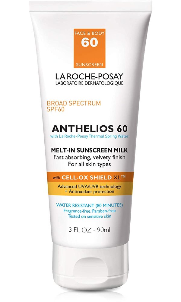 Anthelios Melt-In Sunscreen Milk Body & Face Sunscreen Lotion Broad Spectrum SPF 60, Oxybenzone & Octinoxate Free, Oil-Free Sunscreen
