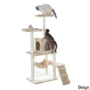 GleePet 57-inch Multi-Tier Faux-Fur Cat Tree with Condo and Hammock