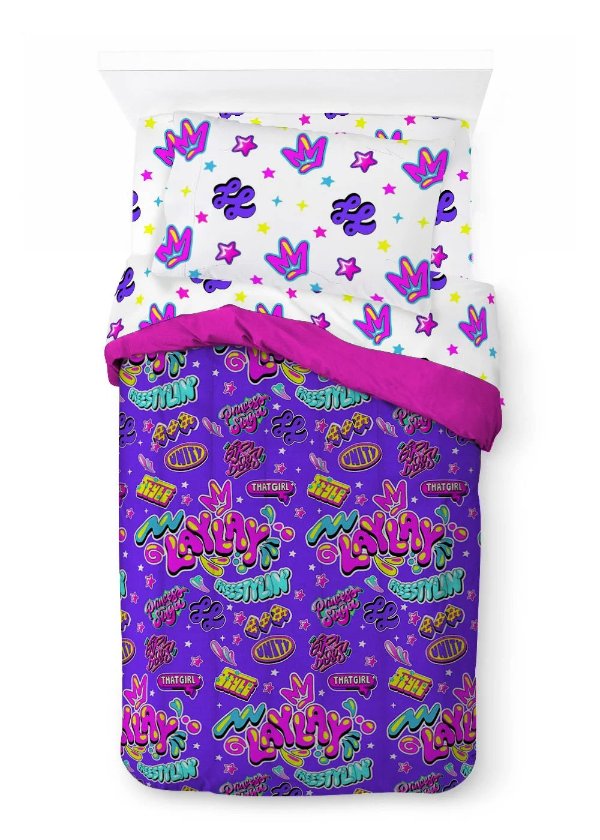 Lay Lay Fresh Kids Twin Bed-in-a-bag Set, 86 x 64, Microfiber, Purple, Nickelodeon