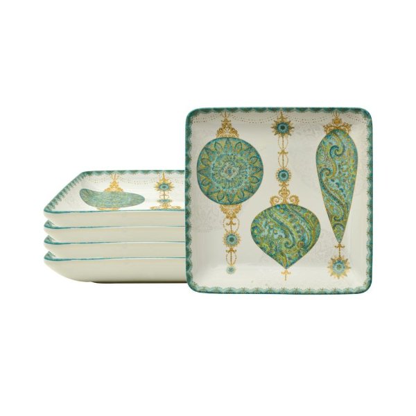 222 Fifth Constantina Turquoise Appetizer Plates (Set of 4)-1151TQ712F1S23 - The Home Depot