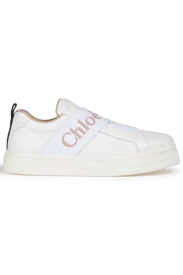 Lauren embroidered leather slip-on sneakers