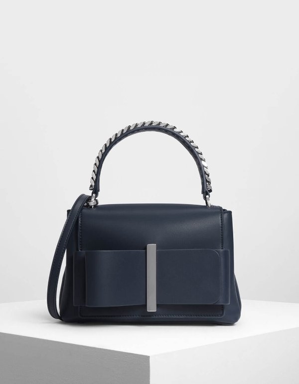 Dark Blue Bow Detail Handbag | CHARLES & KEITH US