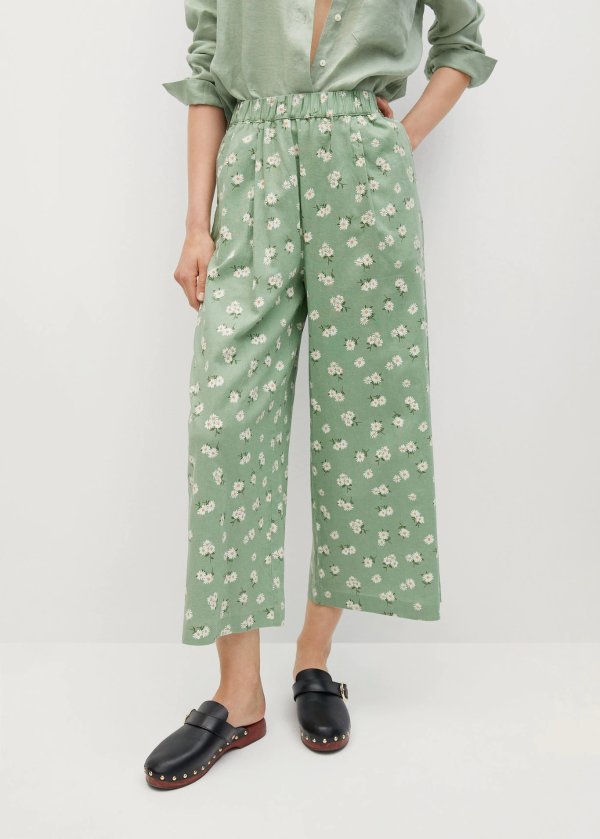 Linen-blend culotte trousers - Women | Mango USA