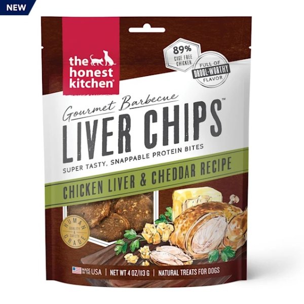 Gourmet Barbecue Liver Chips: Chicken Liver & Cheddar Recipe Dog Treats, 4 oz. | Petco