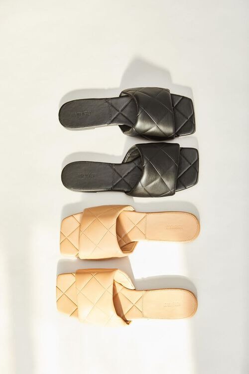 Faux Leather Crosshatch Sandals