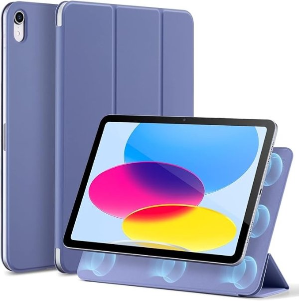 Rebound Magnetic Case Compatible with iPad 10th Generation (2022), Convenient Magnetic Attachment, Two-Way Trifold Stand, Lightweight Protection, Auto Sleep/Wake, Silky-Smooth Cover, Lavender