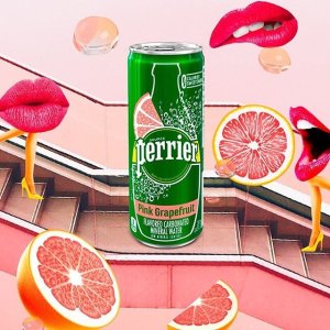 Perrier Pink Grapefruit Flavored Carbonated Mineral Water, 8.45 fl oz. Slim Cans (30 Count)