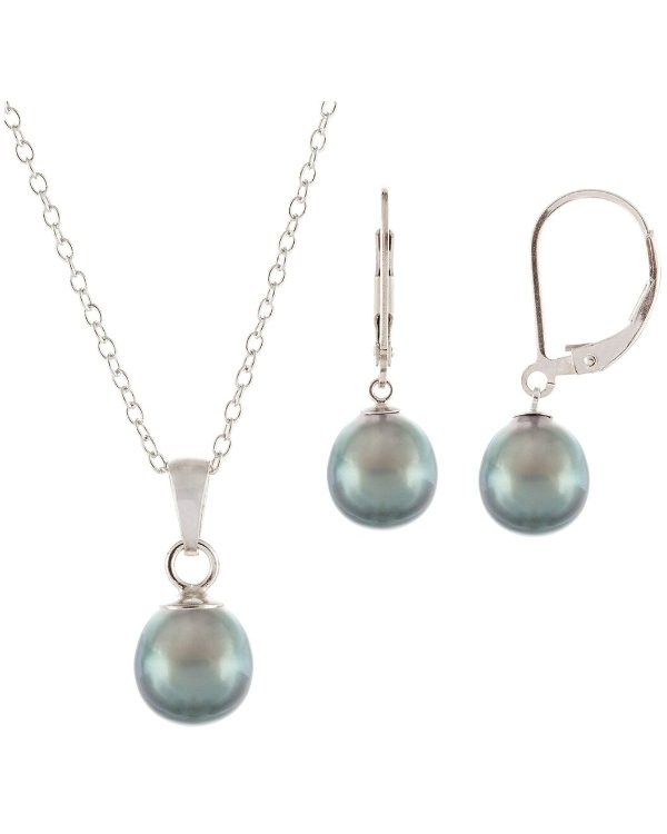 Vermeil 9-10mm Pearl Earrings & Necklace Set
