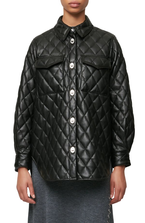 121Baneta Quilted Faux Leather Shirt Jacket