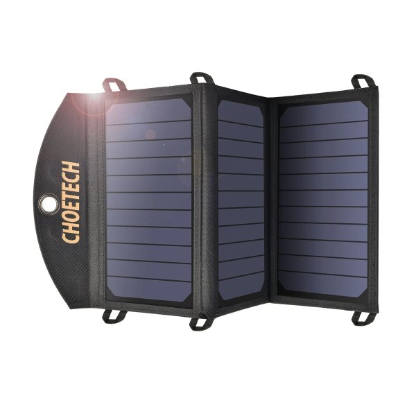 19W Solar Phone Charger Dual USB Port Camping Solar Panel Charger Compatible with iPhone XS series, iPad Air 2 Mini 3, Galaxy S10series