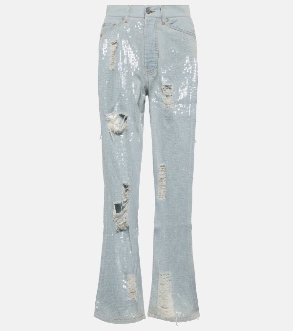 Embellished straight jeans