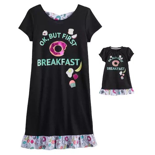 Girls 4-14 & Plus Size SO® Criss-Cross Back Graphic Nightgown & Doll Gown Set