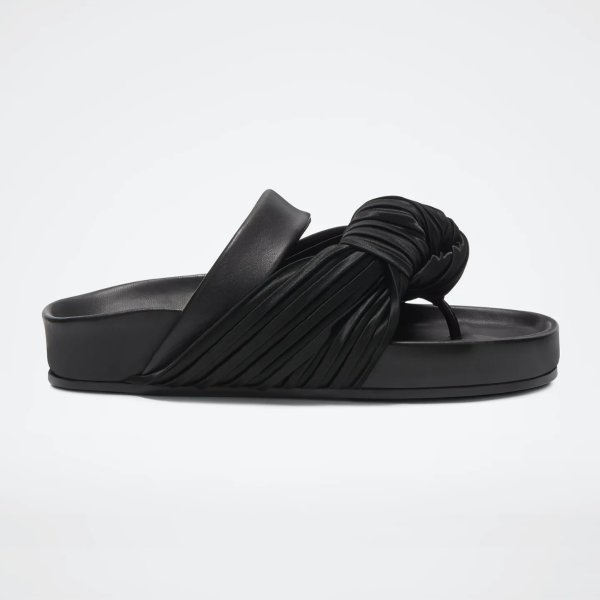 Pleated Flat Thong Sandals